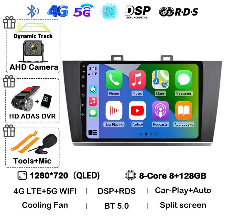 Android 14 Carplay Auto Car Radio For Subaru Outback Legacy 2014 2015 2016 2017 2018 Multimedia Player GPS 4G WIFI Stereo BT DSP