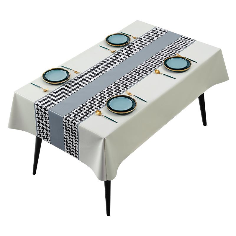 Elegant Ash Thousand Bird Grid Tablecloth Ins Style High-End Coffee Table Cloth Yarn Fabric Pvc Tablecloth Household