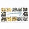 240 Set Double Cap Rivets for Jackets Belts Jeans Bags Clothing Fabric Leather Craft DIY Accessories Tool with 3PCS Fixing Tools