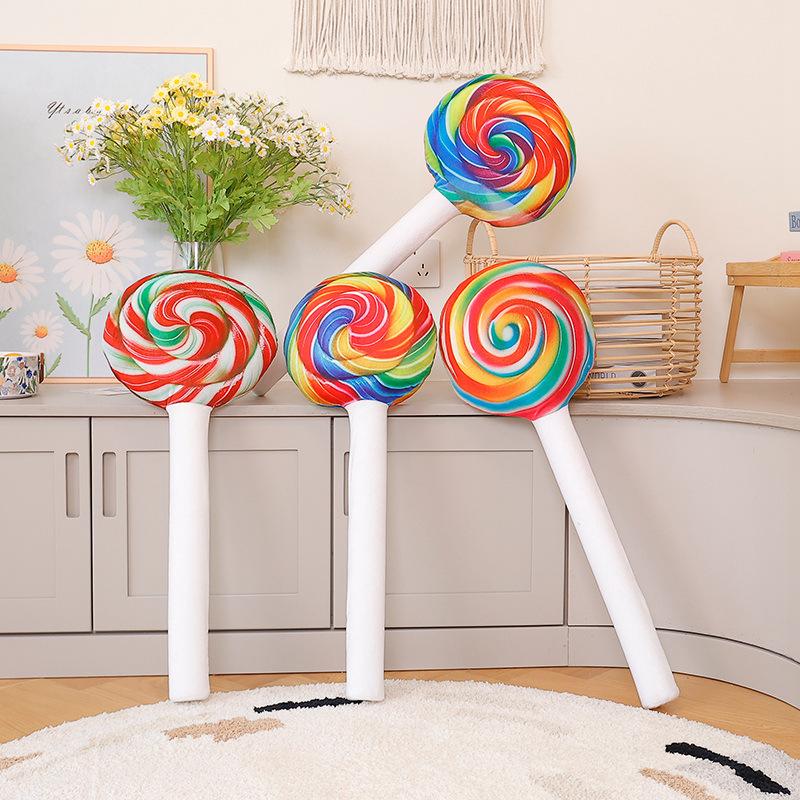 Creative Simulation Lollipop Throw Pillow Plush Toy Doll Rainbow Lollipop Play Children'S Company Soothing Doll