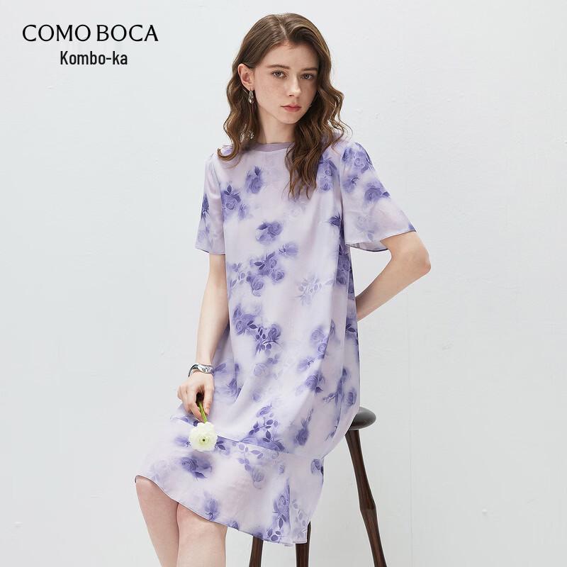 Comun Boca Women s Mulberry Silk Crepe De Chine Midi Dress S