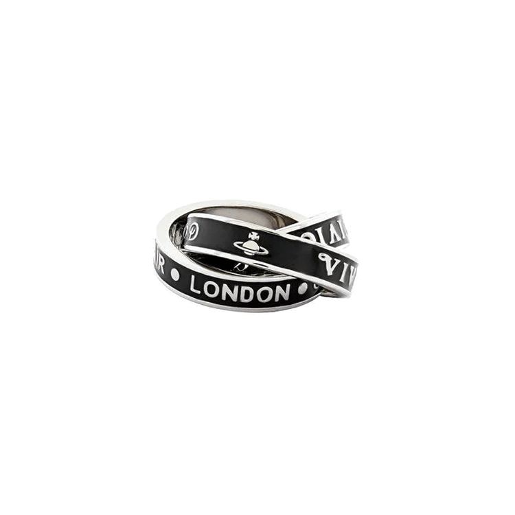 

Vivienne Westwood Percy Ring Saturn Three Rings Porcelain Glaze Ring Unisex rings Black 6404016Q01P107P107 Box,M