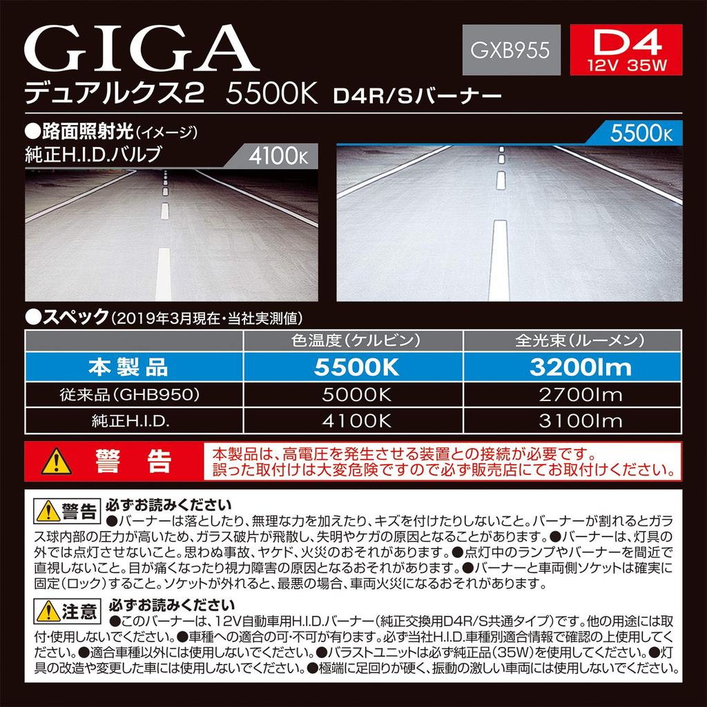 Carmate GXB955 GIGA Dual Lux 2 Headlight for Cars, Genuine Replacement, D4R / D4S,