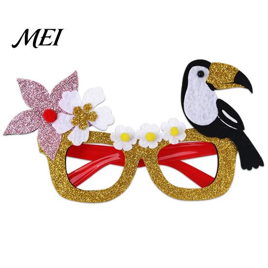Fun Summer Vacation Eyeglasses Hawaiian Tropical Party Glasses, Glitter Felt Beach Pool Eyeglasses, Creative Event Props Ocean Luau Style Eyewear for