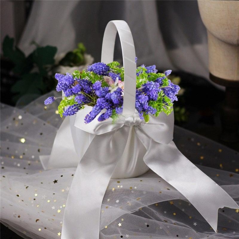 Satined Wedding Petal Basket Flower Girl Basket for Various Wedding Atmospheres Creation Garden Wedding Flower Baskets