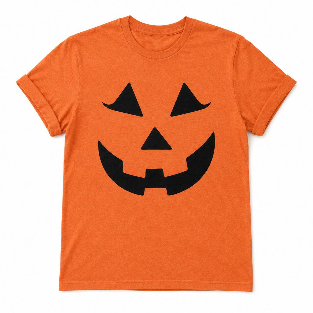 Jack O Lantern Halloween Shirt Minimalist Pumpkin Face Graphic Tee Unisex
