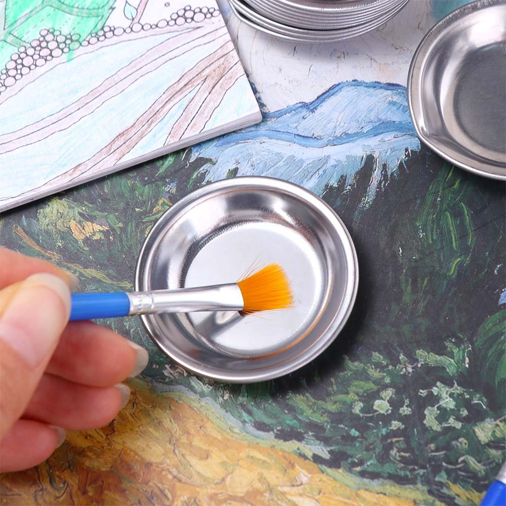 10pcs Stainless Steel Painting Color Bowls Reusable Pour Mouth Palette DIY Painting Tools