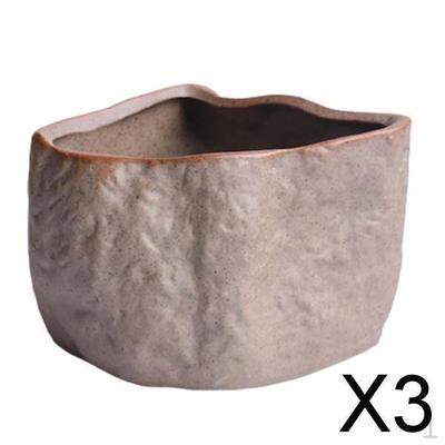 3xCeramic Succulent Pot Stone Shape Plants Holders for Festival Wedding Indoor Style B and Small