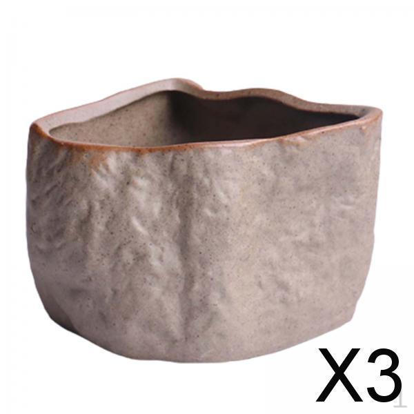 

3xКерамический горшок для суккулентов Каменной формы Подставки для растений для фестиваля Свадьбы Внутренний стиль B и Маленький