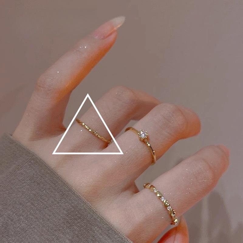 Ins Wind Zircon Plain Ring, Personalized Design, Light Luxury Open Ring, Jewelry Tide