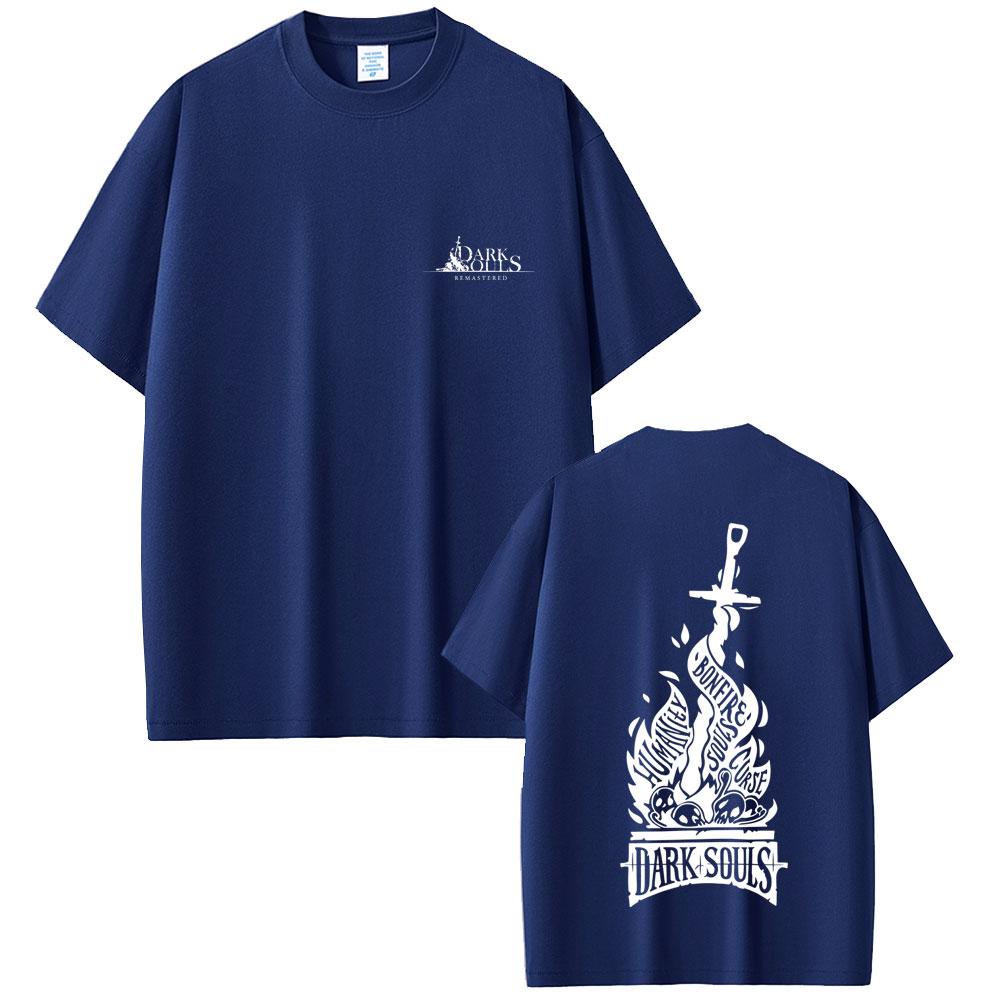 

Game Dark Souls Double Sided Print T-shirt Men Women Fashion Gothic Rock T-shirts Men s Casual Cotton Vintage T Shirt Streetwear 4XL