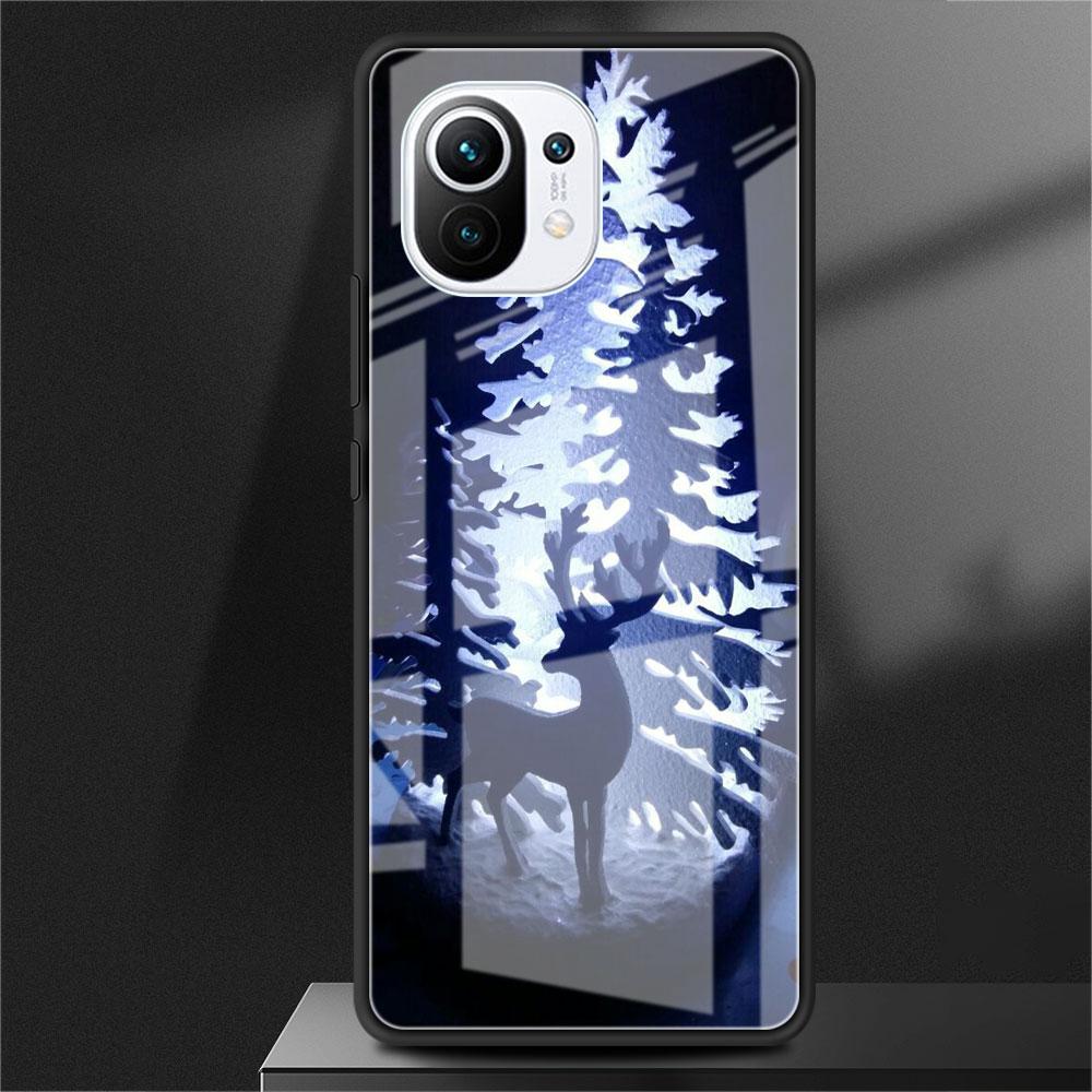 Fröhlicher Weihnachtsbaum Hirsch Glas Hülle Für Xiaomi Poco X3 NFC 11 Lite 11T F3 M3 Redmi Note 11 10 9 8 Pro 10S 9S 9A 9C Handyhülle