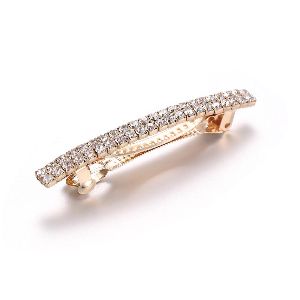 Korean Rhinestone Hair Accessories: Fashionable Double Row Spring Clip Duckbill Hairpin