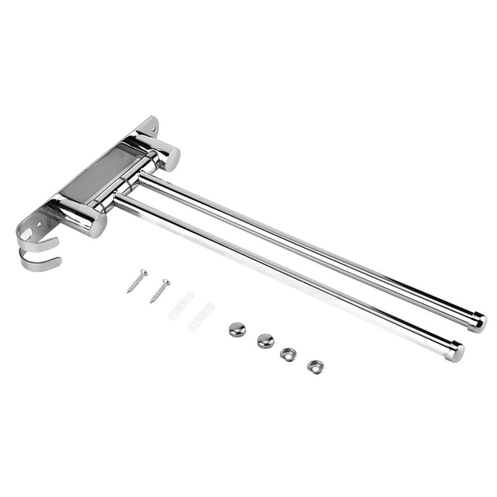 Stainless Steel Rotary Towel Rack Silver Swivel Towel Bar Durable Towel Rack Space Saving