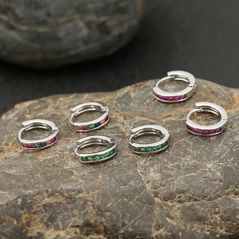Minimalist Micro Paved Zircon Single Row Hoop Earrings Chic Advanced Sense Versatile Ear Buckle Jewelry For Women