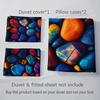 3Pcs Colorful Textured Stone Duvet Cover Set, 1 Duvet Cover + 2 Pillowcases (No Insert), Soft And Comfortable Breathable Bedding