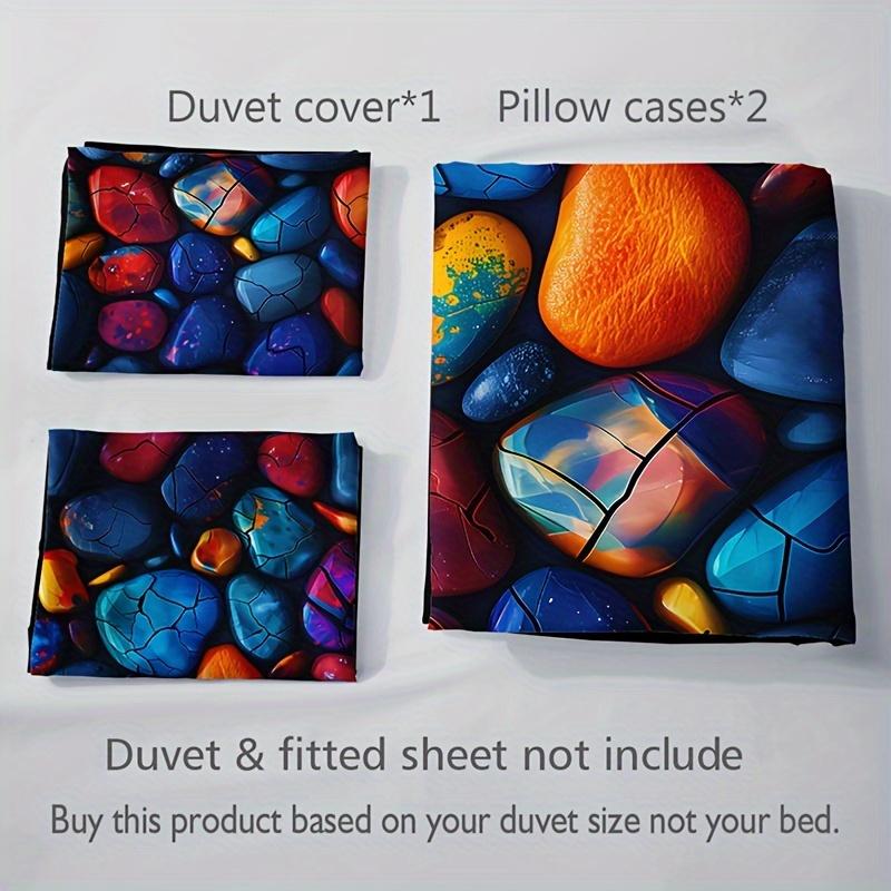 3Pcs Colorful Textured Stone Duvet Cover Set, 1 Duvet Cover + 2 Pillowcases (No Insert), Soft And Comfortable Breathable Bedding