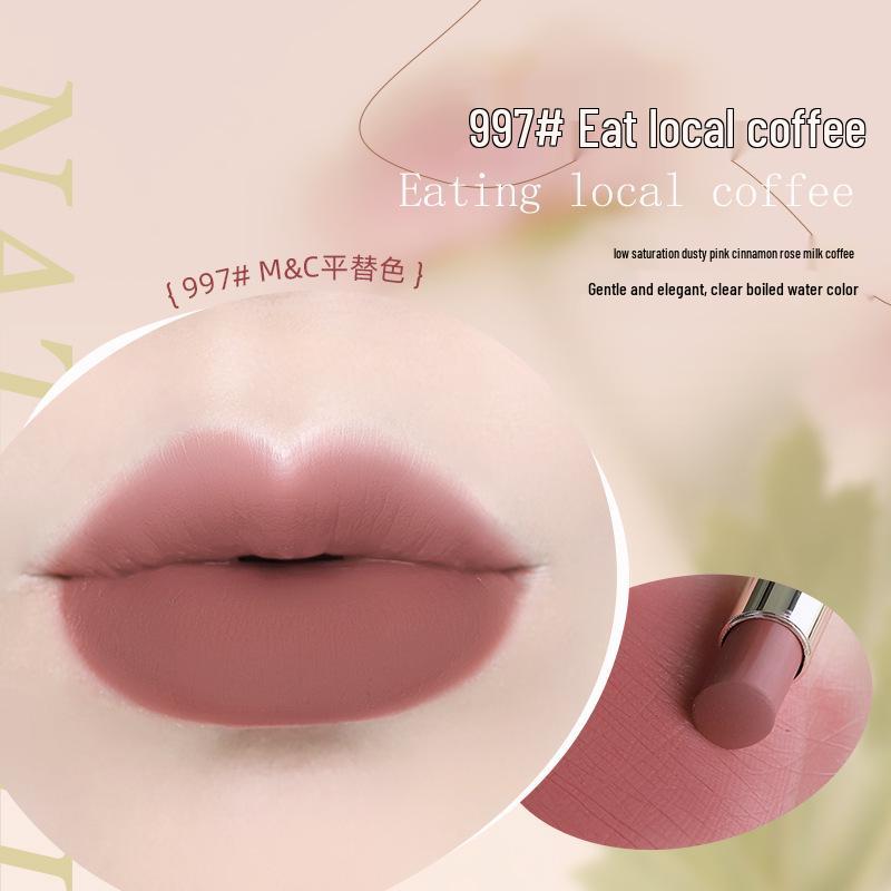 NOVO Soft Mist Color-Locking Lipstick - Velvet Matte True Red for Bare Face Brightening