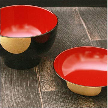 Karin zoni bowl with black with red Echizen made in single item Honpo, lid, Yorokobi, interior, lacquerware, Japan,