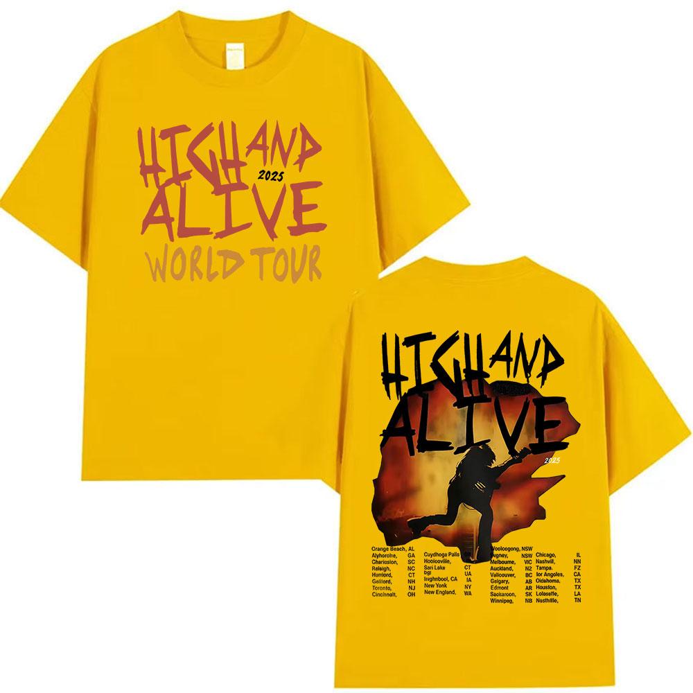 Maglietta Vintage Keith Urban High and Alive World Tour 2025 Unisex Hip Hop Gotica Cotone Manica Corta Maglietta Regalo per Fan Streetwear