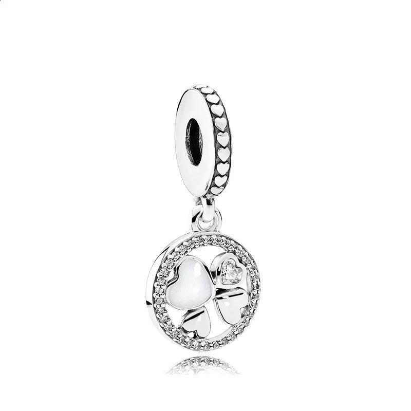 New Original Copper Plated Accessories Fashion Charm Four-Leaf Clover Daisy Bead Fit Pendant Bracelet For Women Diy Jewelry Gift