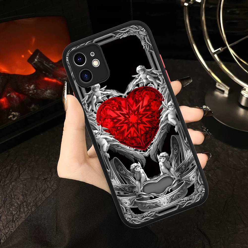 Middle Ages Retro Cupid Angel Matte Silicone Phone Cases For IPhone 16 13 15 12 11 Pro Max Plus For IPhone 14 15 Pro