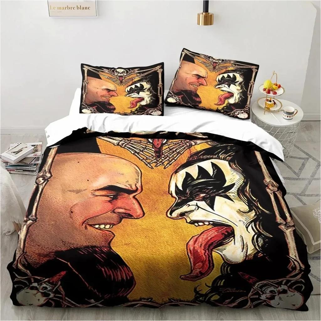 3D tlač Rock Band KISS Band Posteľná súprava Obliečka na posteľ Súprava na prikrývku Obliečka na vankúš Obliečka na posteľ King Queen Size Boys Obliečky pre dospelých