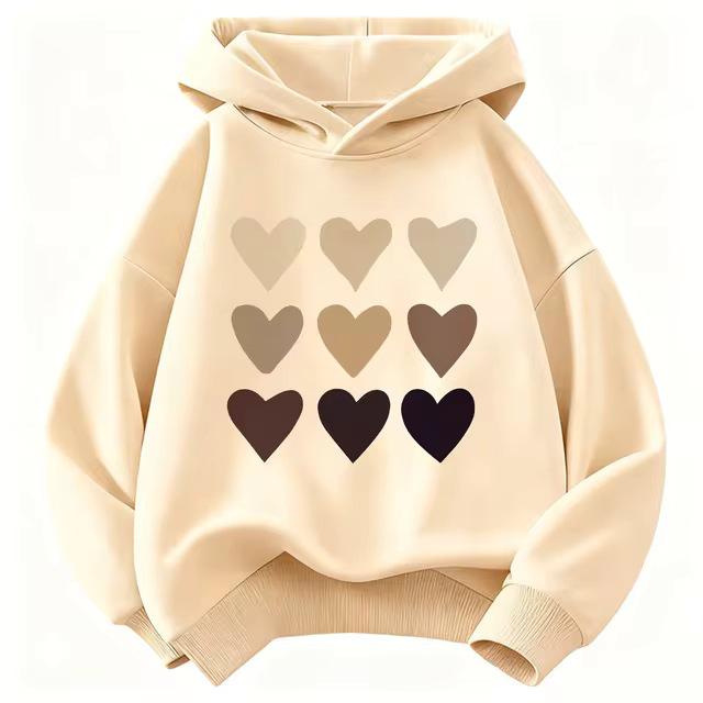 Kinder Niedlicher Herz-Harajuku-Hoodie - Jungen & Mädchen Herbst/Winter Lässiger Pullover