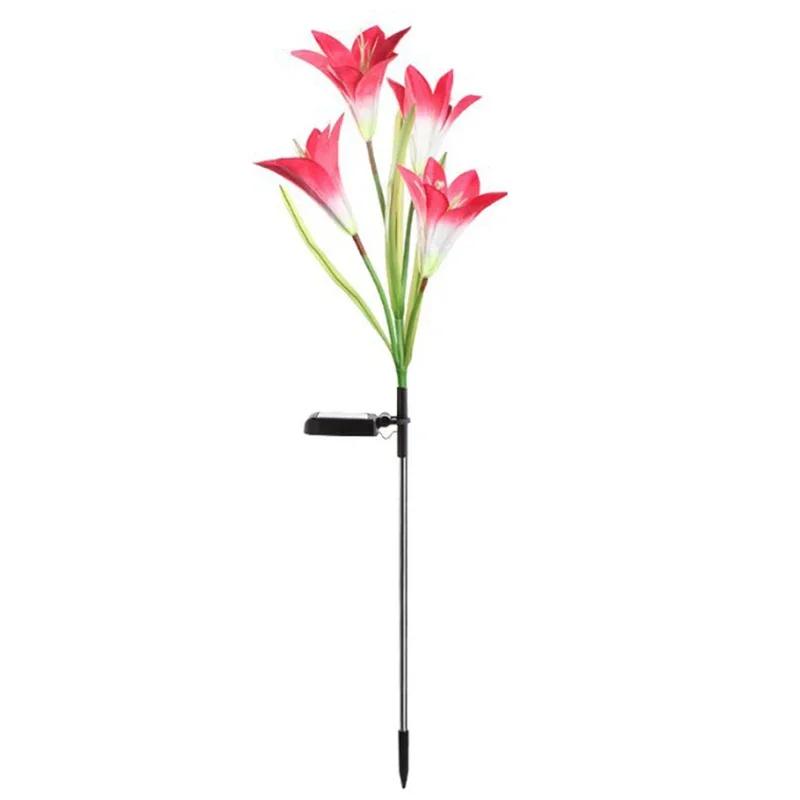

Outdoor 4 Head Solar Lily Flower Lights LED Landscape Garden Pathway Lamps Waterproof for Home Yard Patio Decoration красный