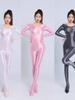 High Elasticity Plus Size Unisex Full Body Bodysuit Shiny Smooth Glossy Sexy Transparent Smooth Women Rompers Q0Gs