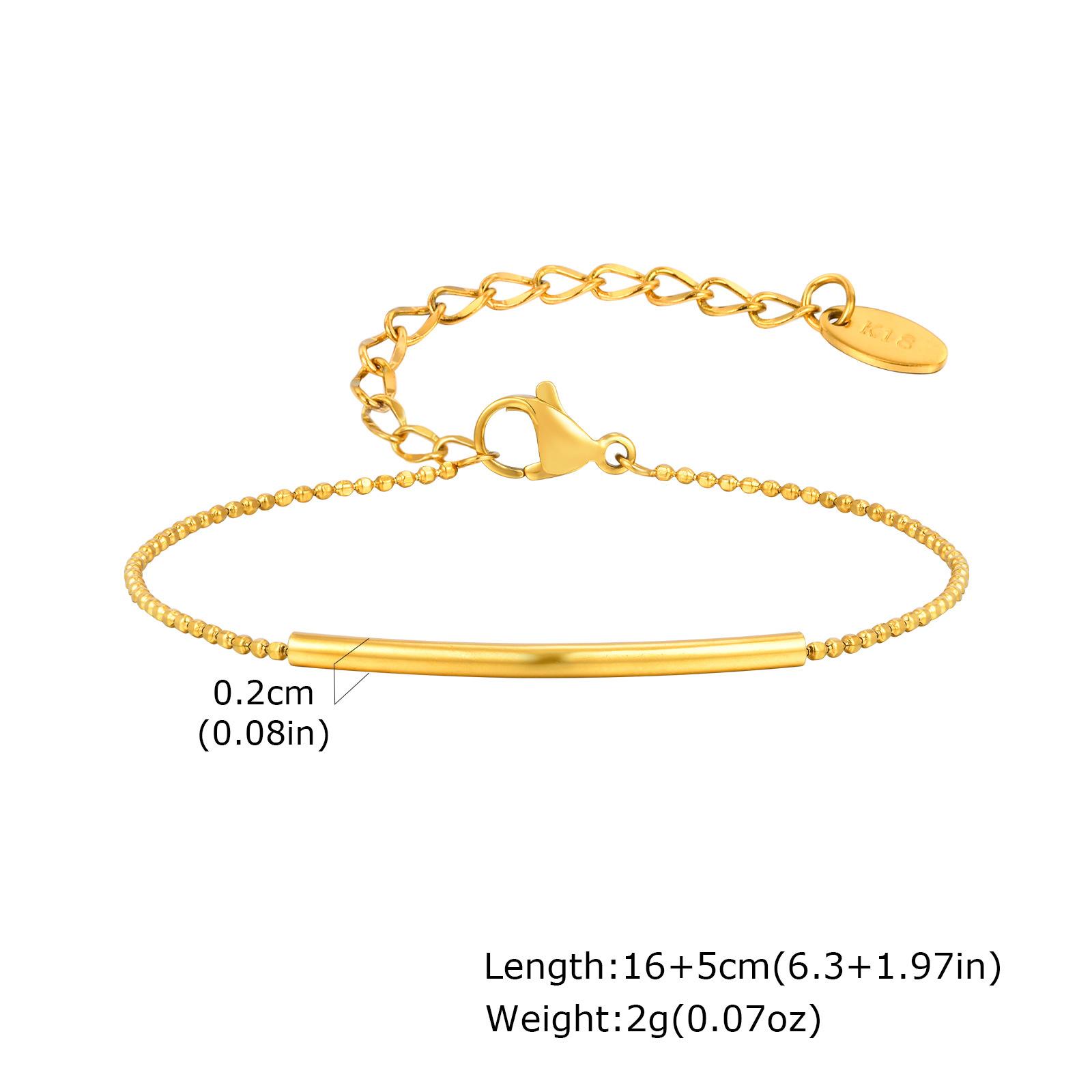 Fashion Accessories Stainless Steel Cut Bead Round Elbow Bracelet Gold Ladies Jewelry 2416