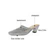Fashion Women's new genuine leather sheepskin woven square toe summer breathable toe high heels thick heels Mueller slippers