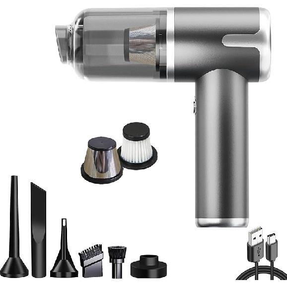 Handheld Car Air Vacuum Cleaner, 40000Pa Rechargeable Cordless Vacuum Cleaner Air Duster, High Power Mini Vacuum with Stainless Steel Filter, HEPA