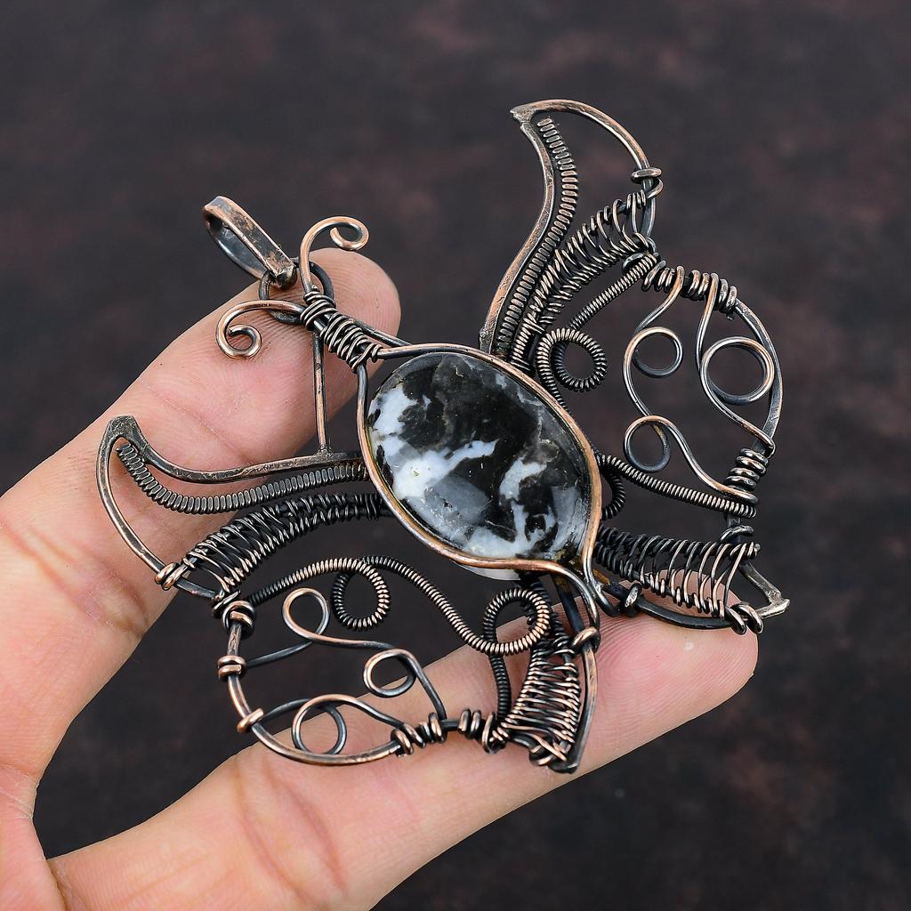 Pandantiv Turcoaz Bivol Alb Pandantiv Înfășurat în Sârmă de Cupru Bijuterii Handmade Pandantiv cu Piatră Prețioasă Bijuterii din Sârmă de Cupru Pandantiv Fluture Pentru Cadou