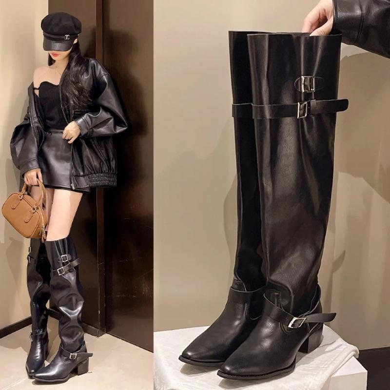 Mode 2025 Herbst/Winter Nische Handgefertigt Damenstiefel Vintage Overknee-Stiefel Weiches Leder Vintage Schlankmachende Stiefel für Damen