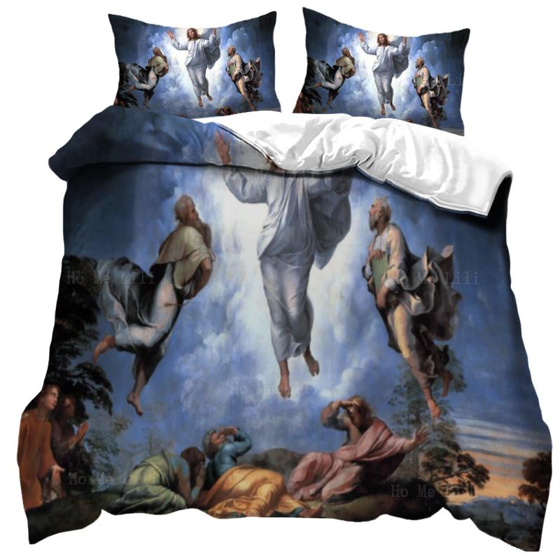 Comforter 3D Jesus Christian Sacred Jesus Bedding Set God Bless You Soft Set King/Queen Size For Adults Women Men
