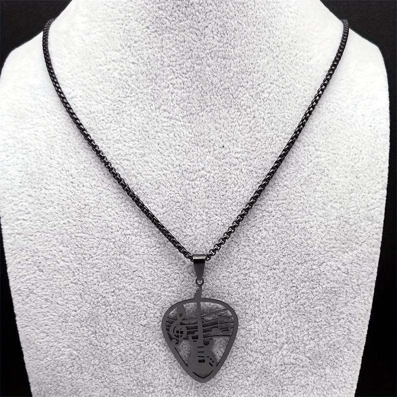 A Stylish And Unique Necklace Suitable for Both Men And Women, Featuring a Guitar Note Pendant, Perfect As a Gift for Music Enthusiasts.