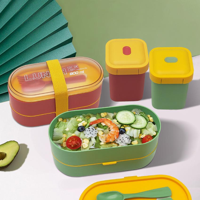 Japanese Style Lunch Box Container For Food Storage Kids Women Men Healthy Plastic Bento Boxes Soup Cup Set With Thermal Bag