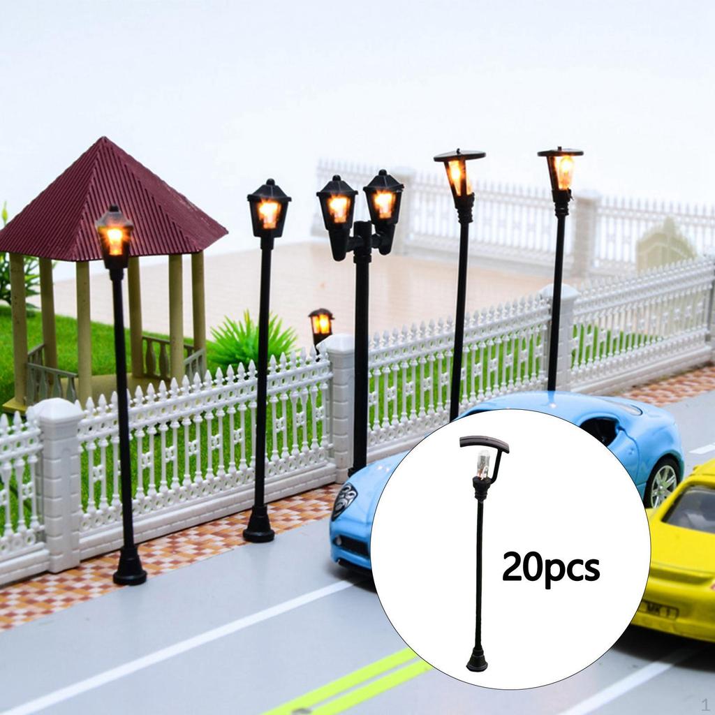 20 Stück 1:100 Mini-Straßenlaternen, Feengarten-Zubehör, Modellbahn-Lampenleuchten