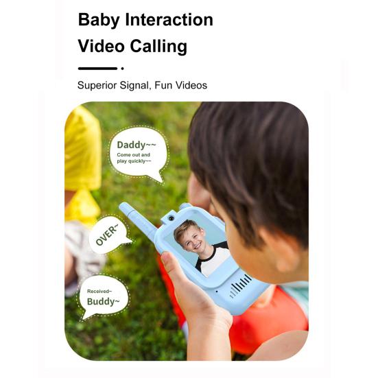 2 Stück Kinder-Video-Sprechanlage mit Live-Video- und Audio-Chat, wiederaufladbare Walkie-Talkies, Outdoor-Kommunikationsgerät für Jungen und Mädchen