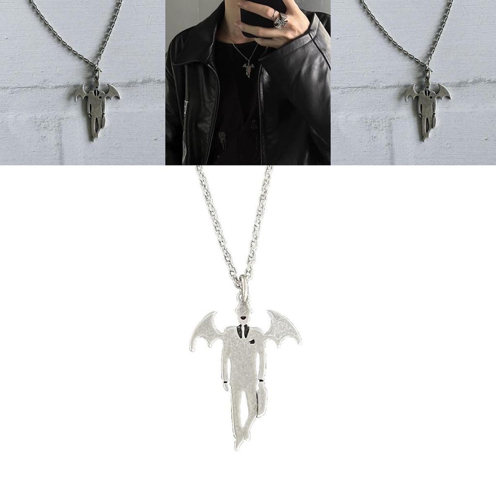 Vampire Demon Pendant Necklace With Wings For Halloween Party Accessories