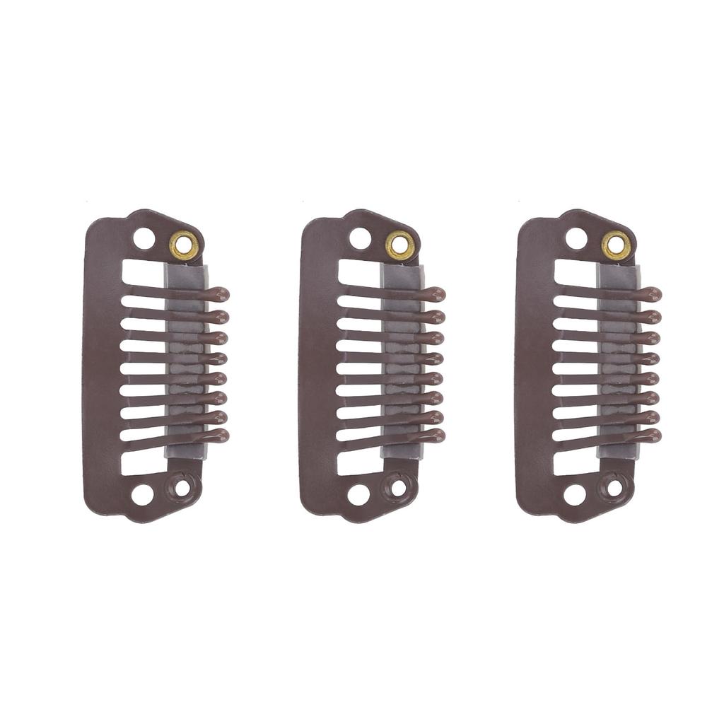 50pcs 8 Tips 8 Teeth Snap Comb Wig Clips Stainless Steel Snap Clips with Rubber Hair Grips for Hair Extension Wigs