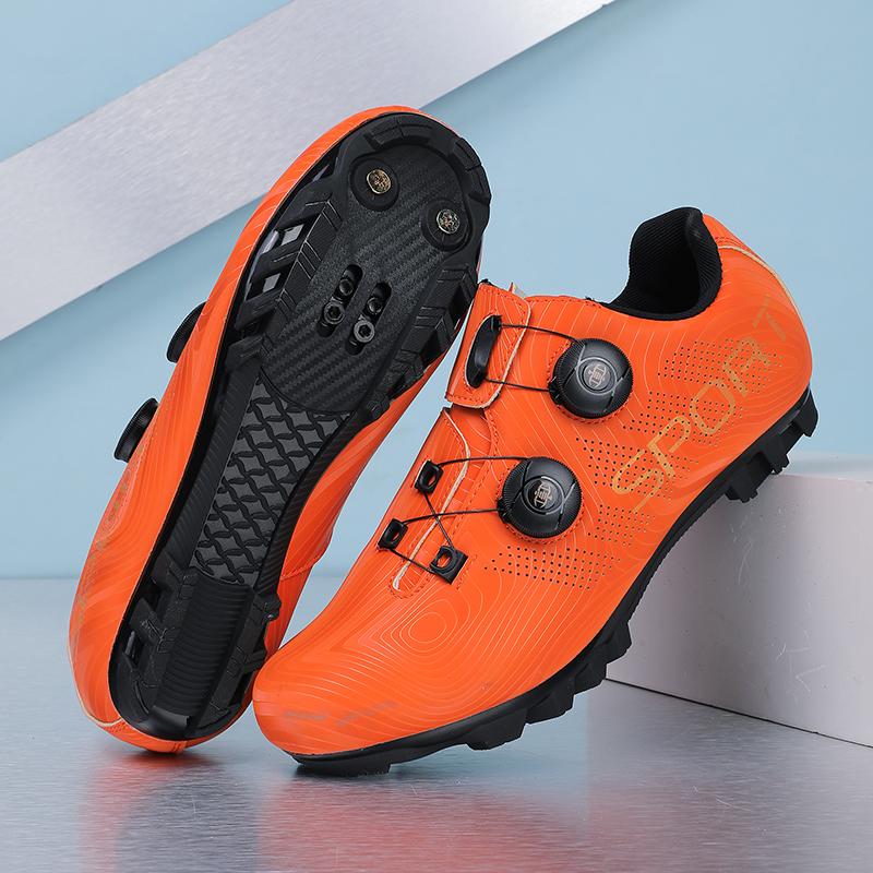 

Профессиональная мужская велосипедная обувь Дышащая обувь с жесткой подошвой Booster для шоссейного велоспорта Обувь для фиксации Женская обувь для соревнований по шоссейному велоспорту SPD 44 оранжевый