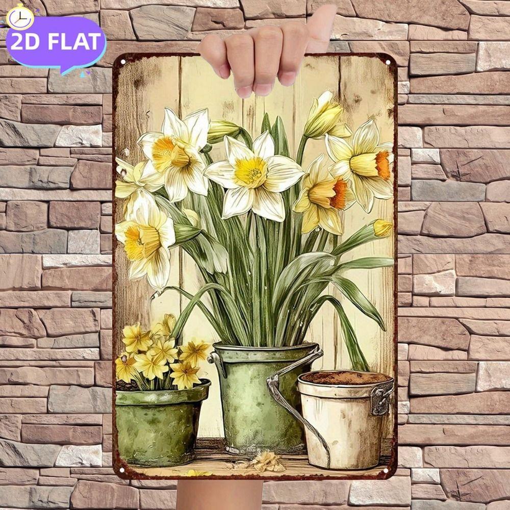 Vintage Metal Wall Poster – Floral Garden Decor, 20x30cm