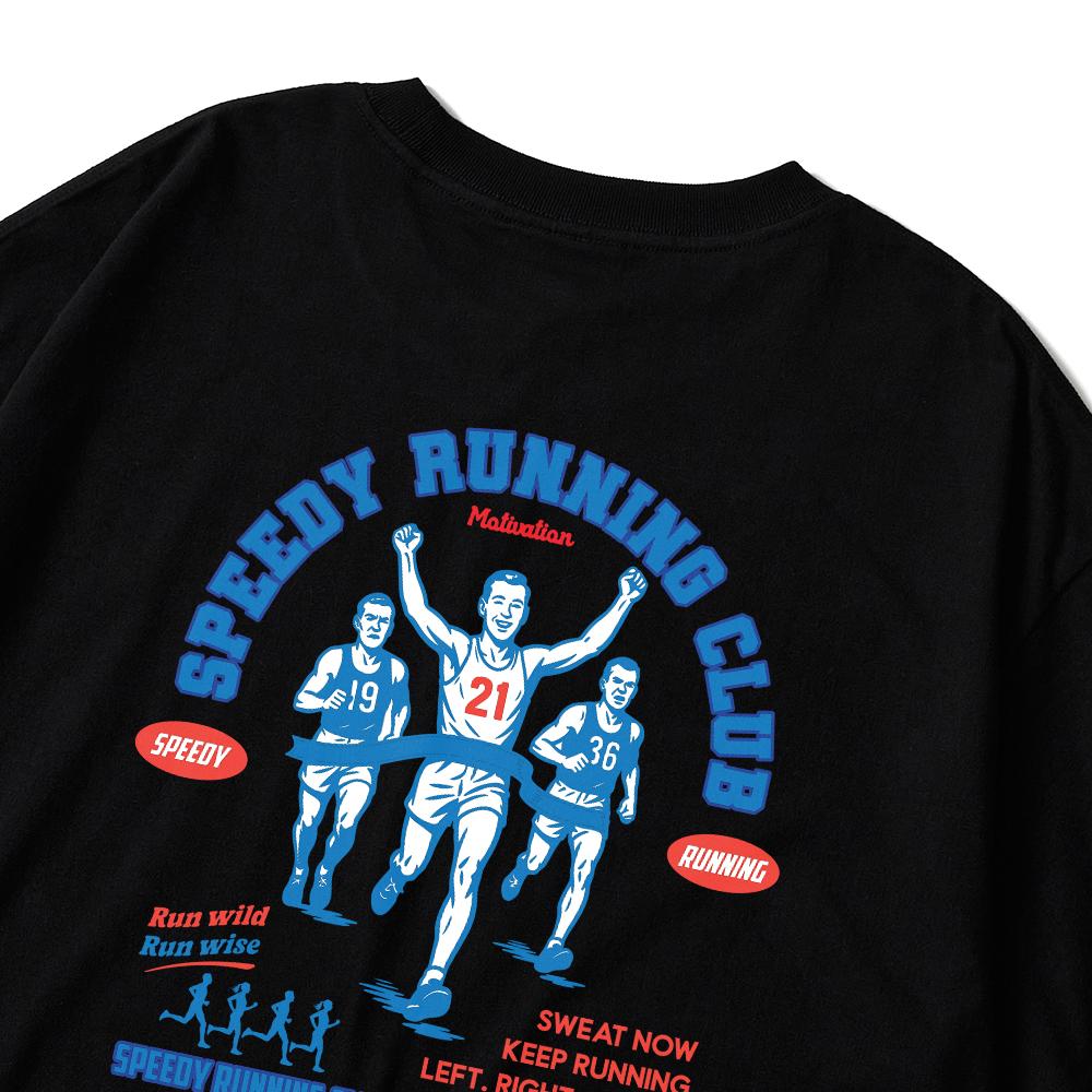 Seupeullaesikodeu Short Sleeve T-Shirt Black - Speedy Running Club