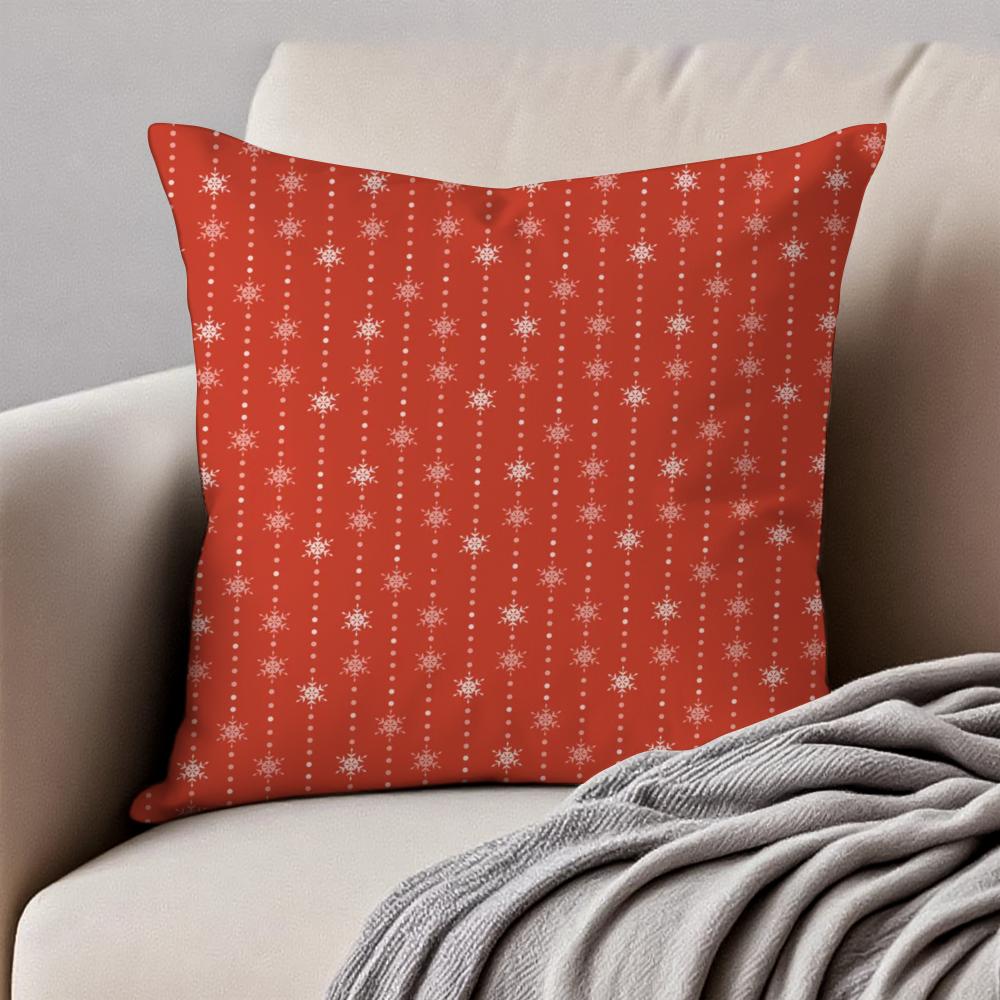 Christmas Snowflakes Cushion Cover Pillowcase Antidustmite Invisible Zipper Short Plush Sofa Cushion
