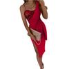 New Women's Clothing, Solid Color Sexy Bead Split Skirt, Belt Shoulder Evening Dress Nightclub Skirt