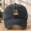 IM OK Distressed Vintage Washed Polyester Baseball Cap Lightweight Streetwear Hip Hop Hat For Casual Outdoor Sports