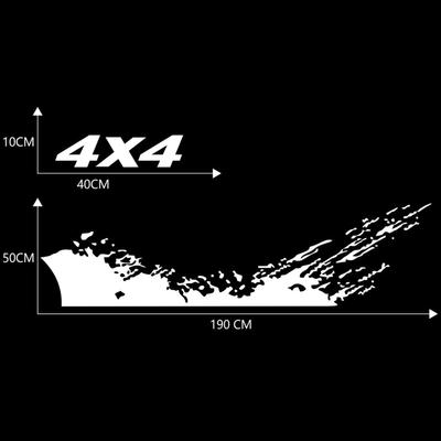 4 sztuki naklejek samochodowych 4X4 Off Road(40*10 cm)+Górska grafika(190*50 cm) Naklejka na samochód ciężarowy