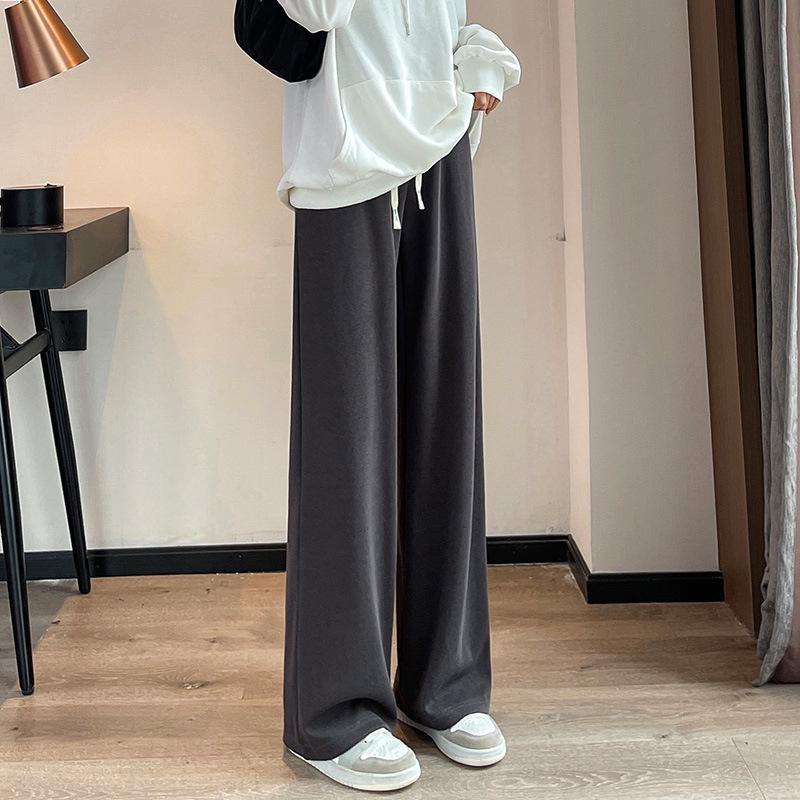 

Женские спортивные брюки с высокой талией и широкими штанинами 2025 - Утягивающие, Свободные, Драпирующиеся, Повседневные, Длина в пол M 96-110 lbs